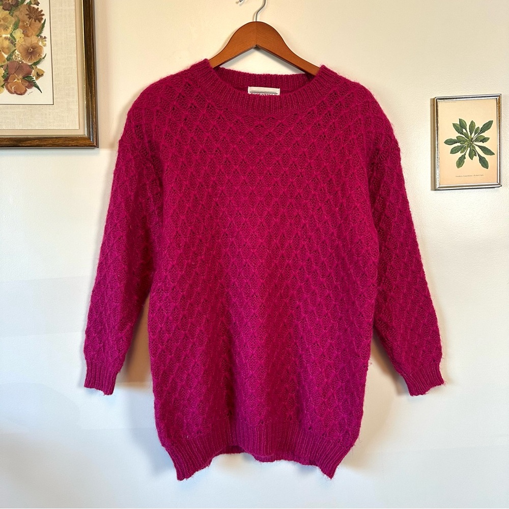 Vintage Magenta Mohair Blend Knit Sweater
